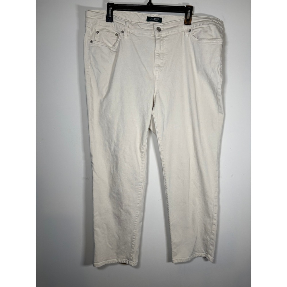 Lauren Ralph Lauren Jeans Cream Straight Leg Stretch Denim Quiet Luxury 18W